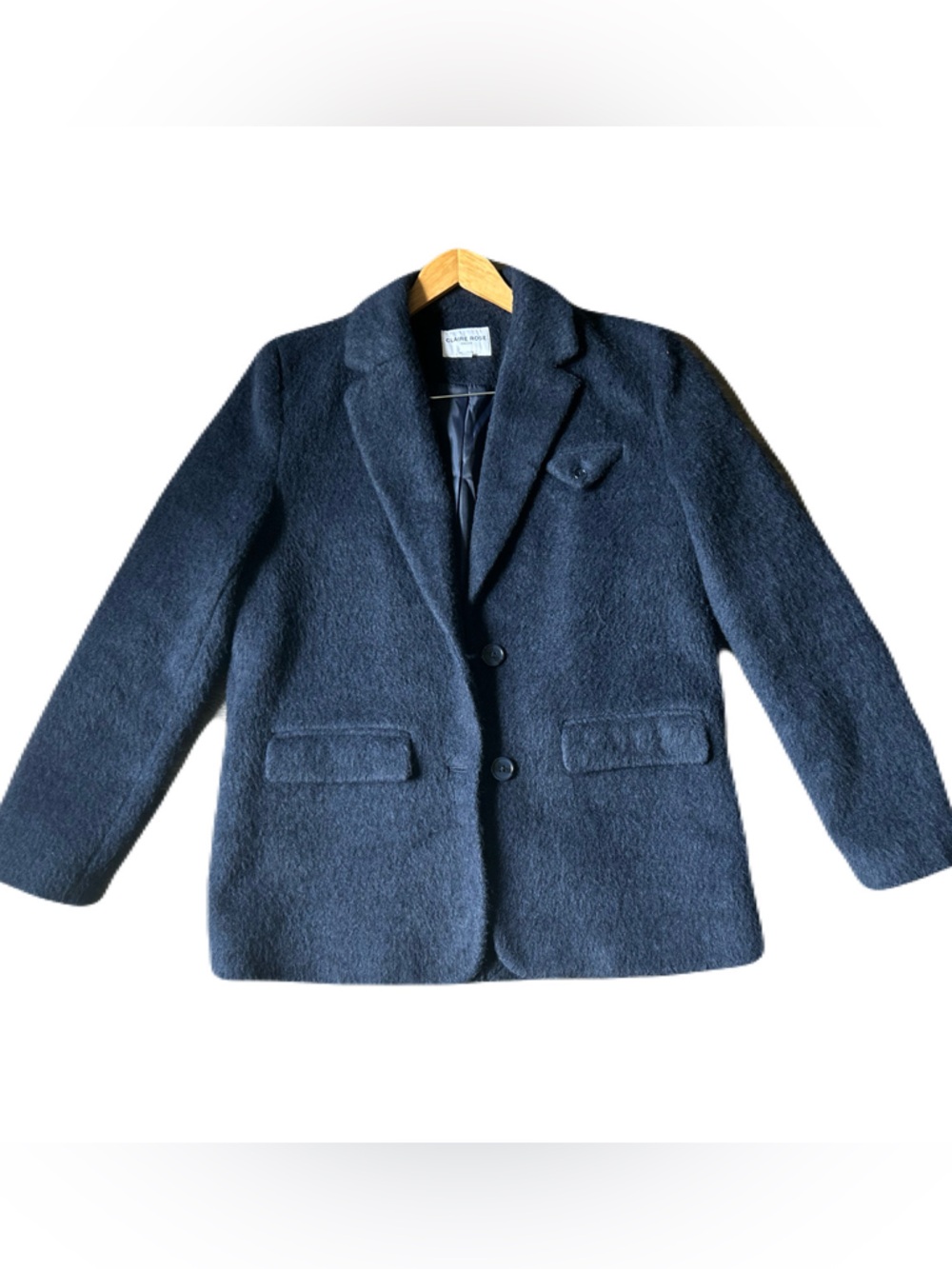 CLAIRE ROSE X NA-KD Navy Blue Brushed Wool Blazer Coat 34 Small - Picture 5 of 12
